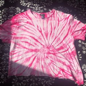 tie-dye pink and white crop top